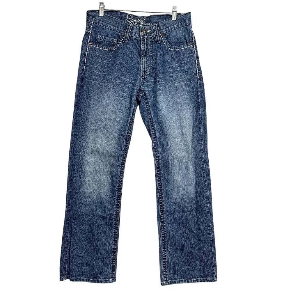 Royal Premium Jeans Men's 31x30‎ Straight Leg Distressed Embroidered Pockets